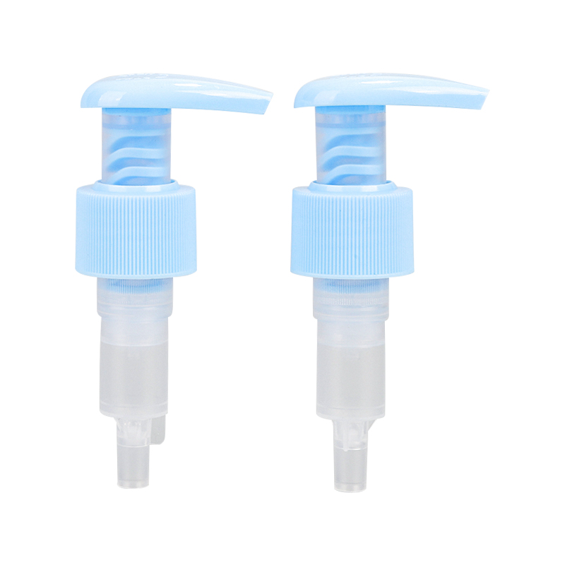 Botol plastik transparan biru dengan pompa